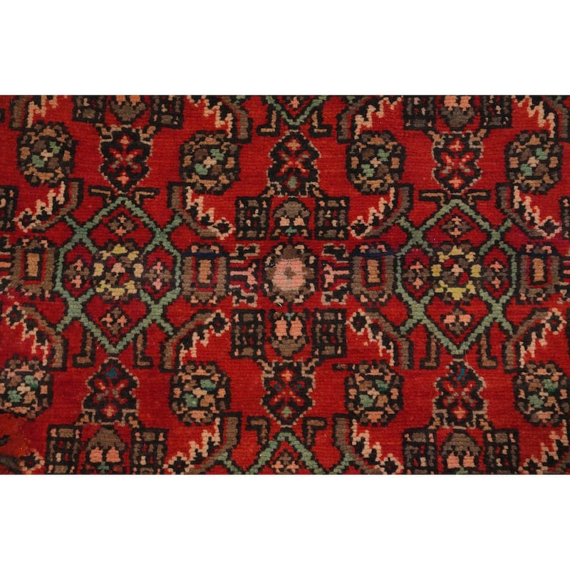 Hand Knotted Oriental 100% Wool Carpet Traditional Geometric Red Ardebil Runner Rug - 11' 3'' X 2' 8''