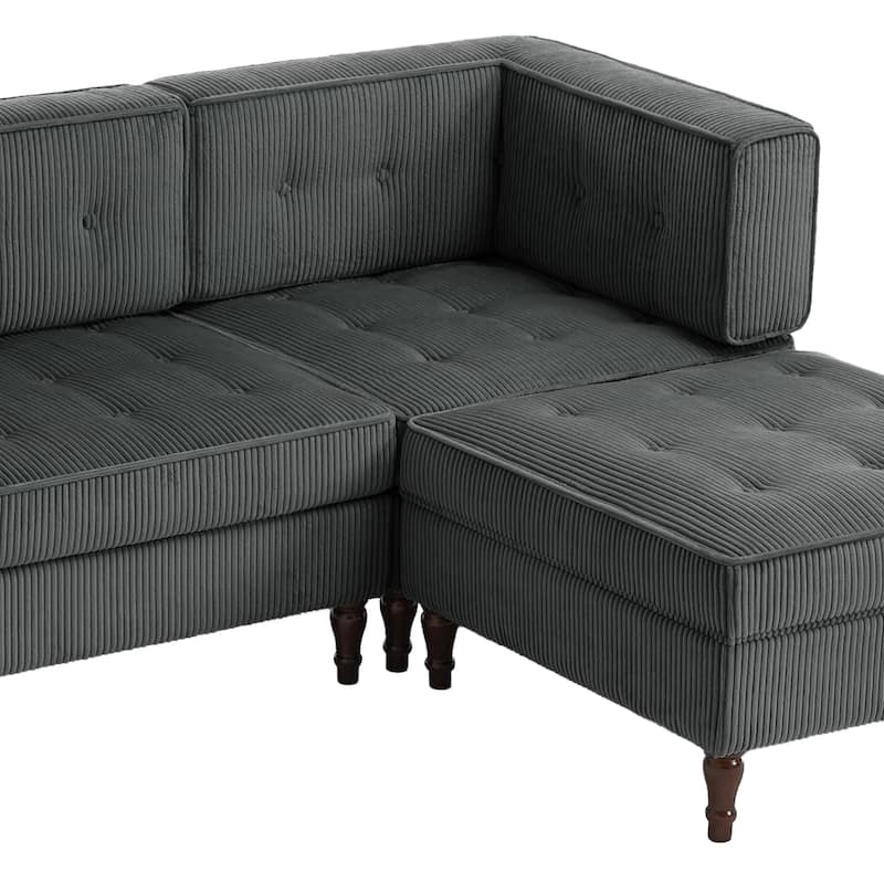 Oversized Sofa Corduroy Tufted Modular Sectional Set