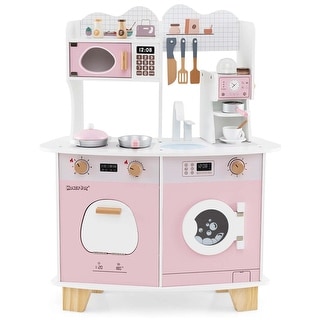 Costway Wooden Kids Kitchen Playset Pretend Play Kitchen with Coffee - See Details