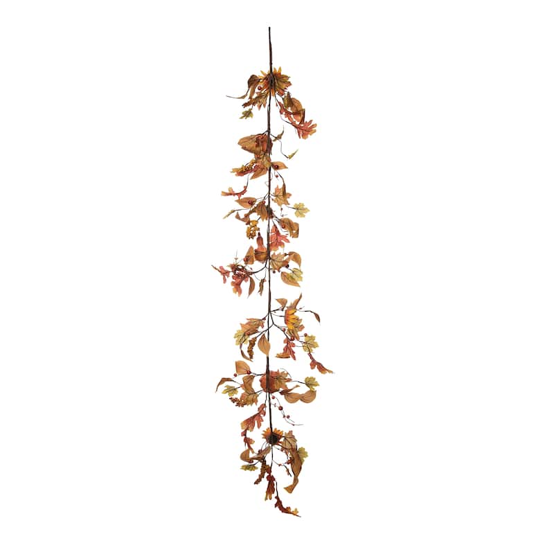 Transpac Metal 58 in. Multicolor Harvest Pumpkin and Sunflower Garland