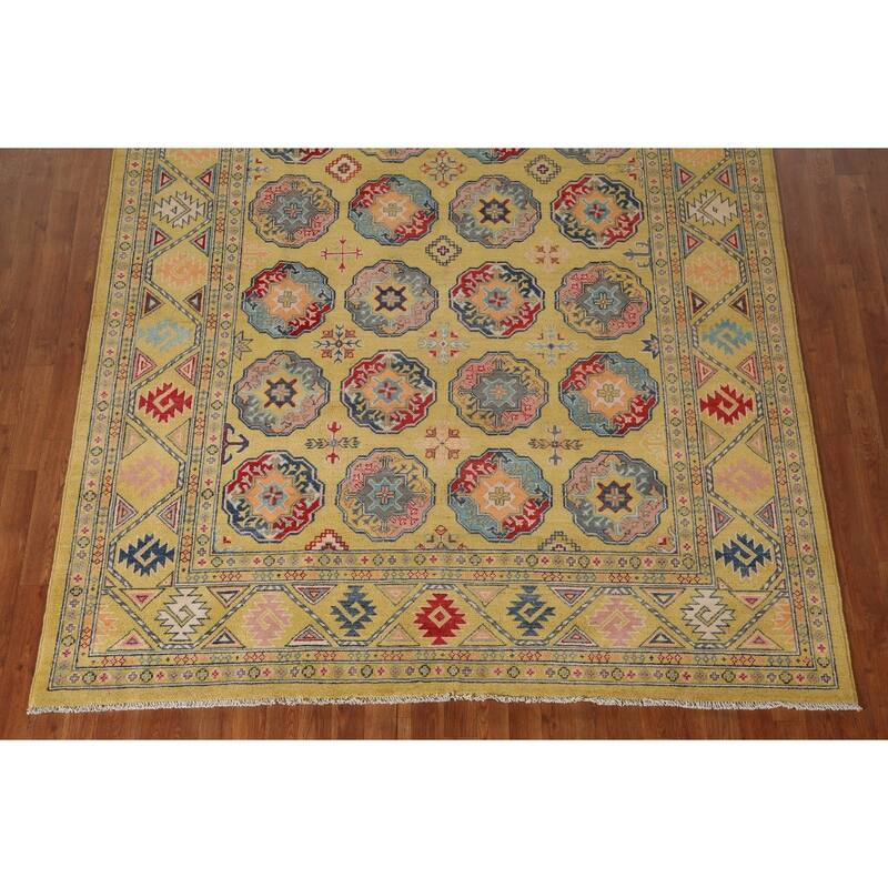 Geometric Kazak Area Rug Hand-Knotted Wool Carpet - 6'11" x 10'7"