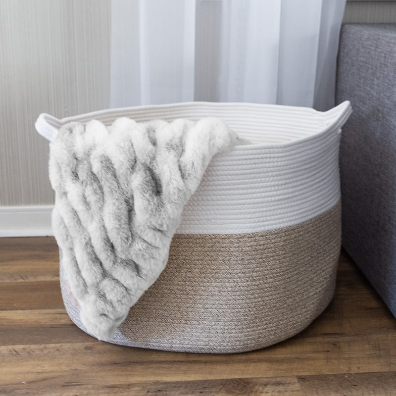 Extra-Large Basket - Cotton Rope Basket with Handles - Baskets for Organizing by Home-Complete