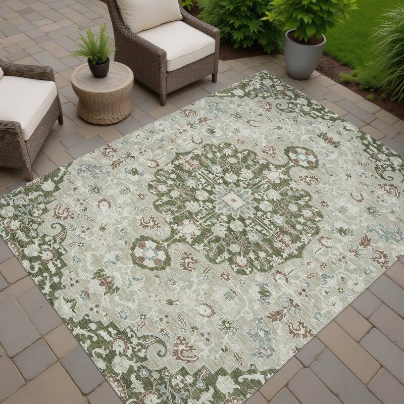 Machine Washable Indoor/ Outdoor Traditional Savannah Chantille Rug