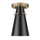 preview thumbnail 1 of 5, Golden Lighting Reeva 1-light Semi-Flush Mount in Modern Brass and Matte Black shade Modern Brass with Matte Black