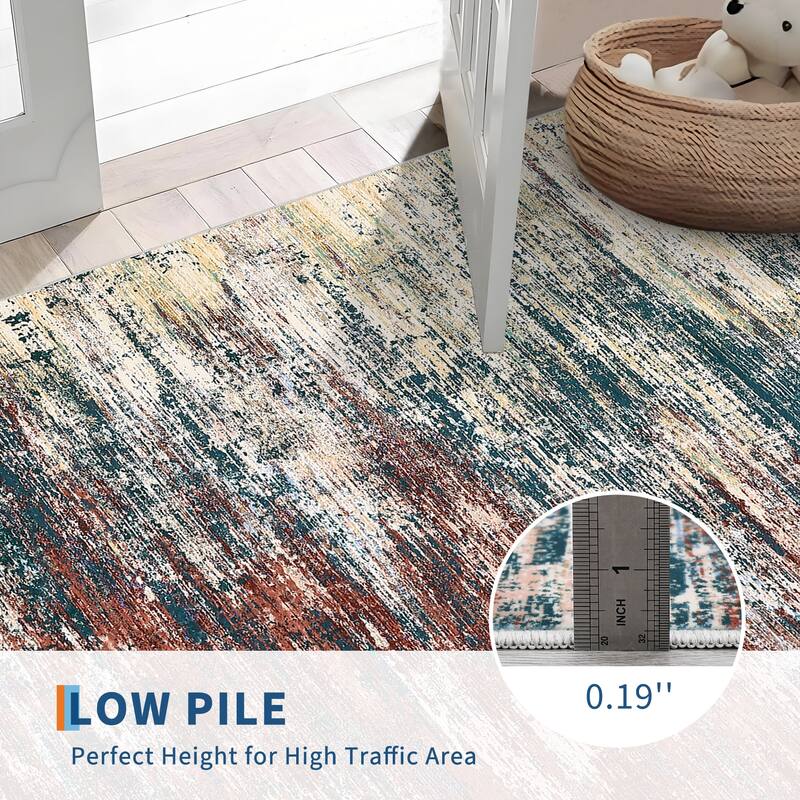 Area Rug Living Room Rugs Modern Abstract Soft Indoor Rug Low Pile Non Slip Accent Carpet