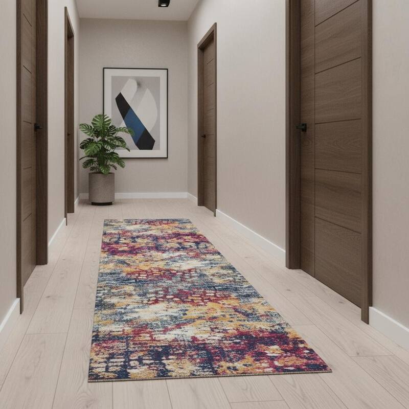 HomeRoots Codo Abstract Modern Square Area Rug - 11' Runner