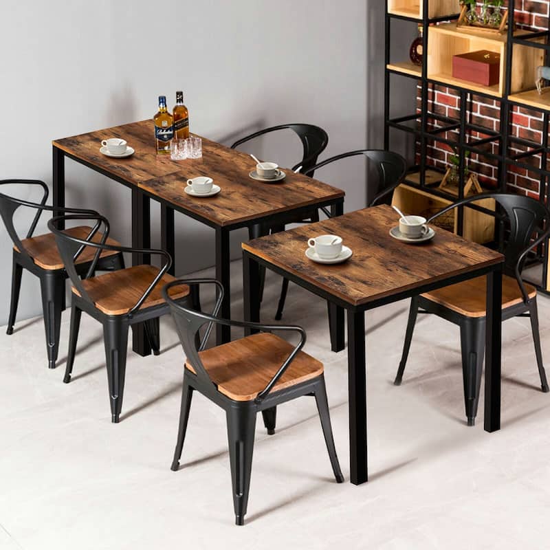 VEIKOUS 27.6''W Square Industrial Kitchen Dining Table