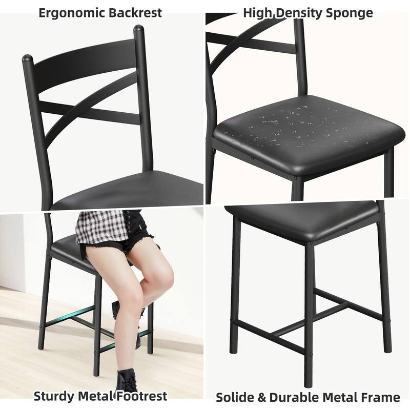 3 Piece Bar Table Set with 2 Upholstered Chairs for Apartment