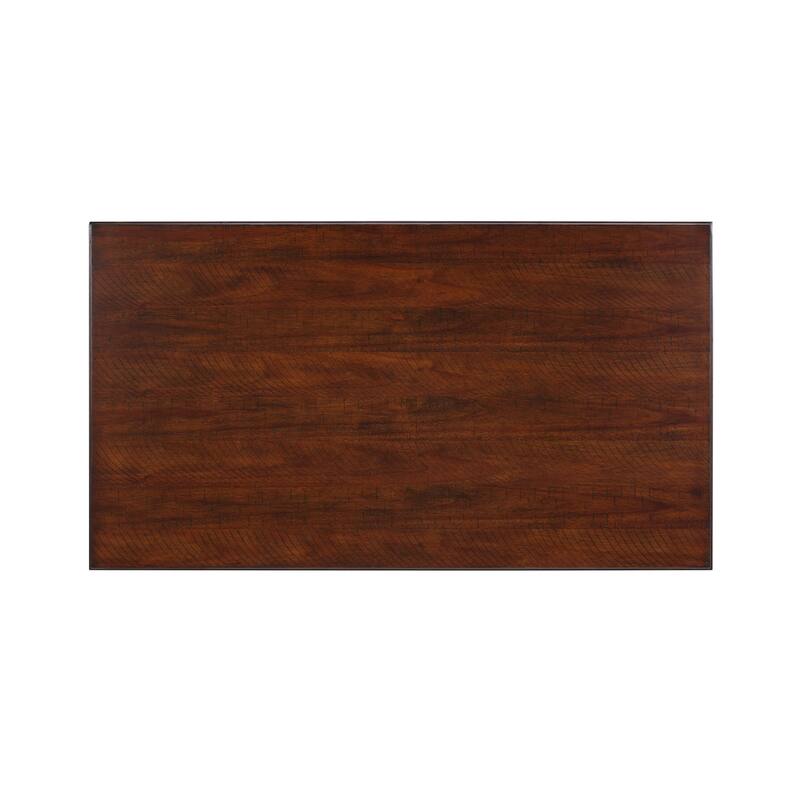 Rectangular Wooden Coffee Table with Storage Drawer, Vintage Cocktail Table with Solid Wood Gourd-Shaped Legs