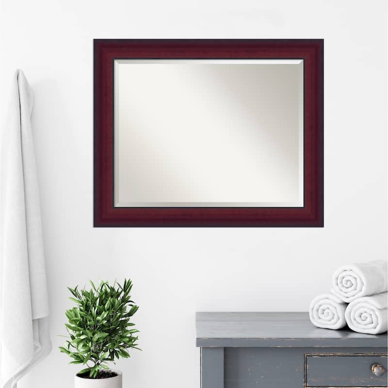 Canterbury Cherry Beveled Wood Framed Bathroom Vanity Wall Mirror - Canterbury Cherry