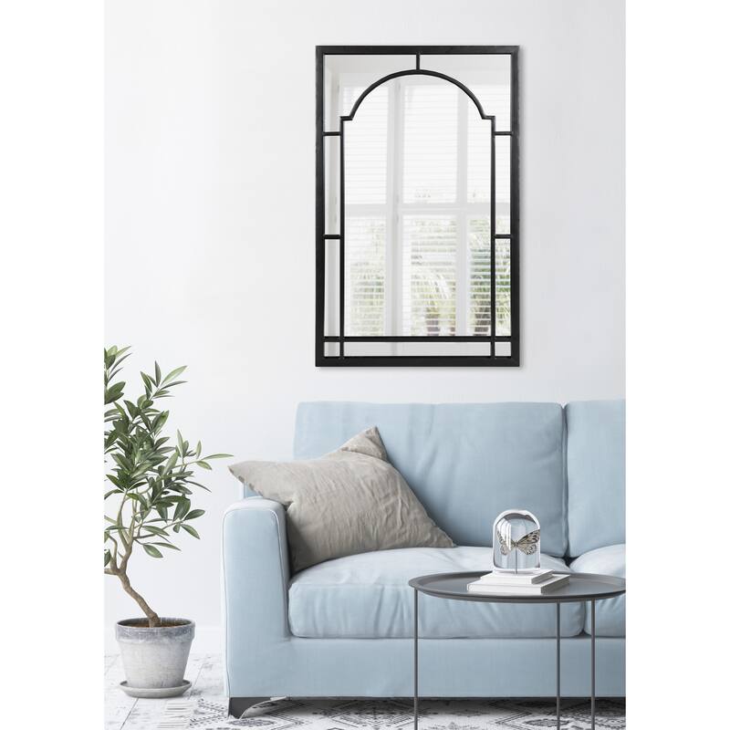 Kate and Laurel Lyla Metal Framed Arch Mirror - Black