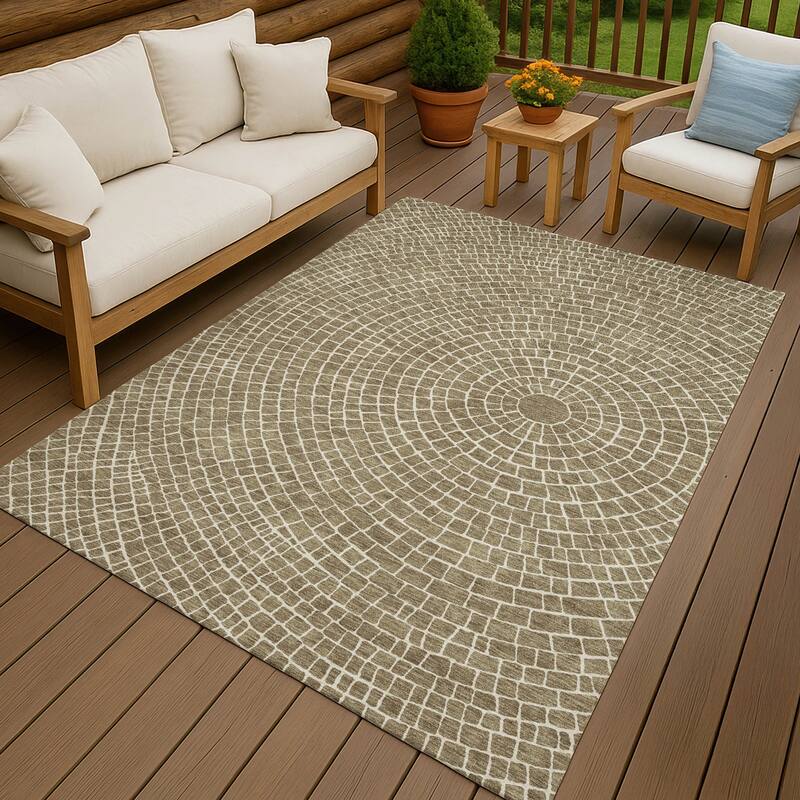 Machine Washable Indoor/ Outdoor Modern Gravity Chantille Rug - Coffee - 5' x 7'6"