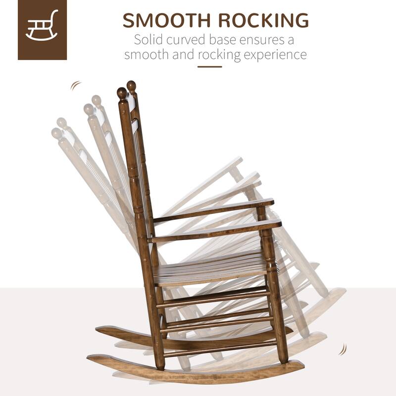 Outsunny Traditional Wooden High-Back Rocking Chair For Porch (Excluding the table)