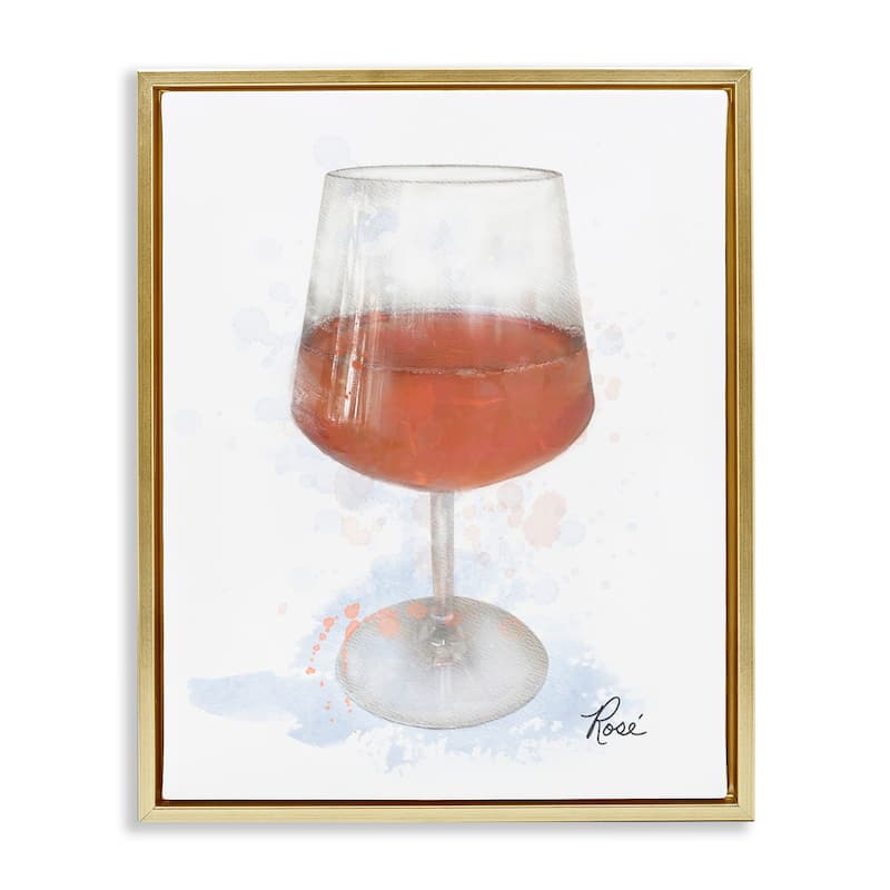 Stupell Modern Rosé in Glass Framed Floater Canvas Wall Art Design By Matthew Piotrowicz - 17 x 21 - Gold