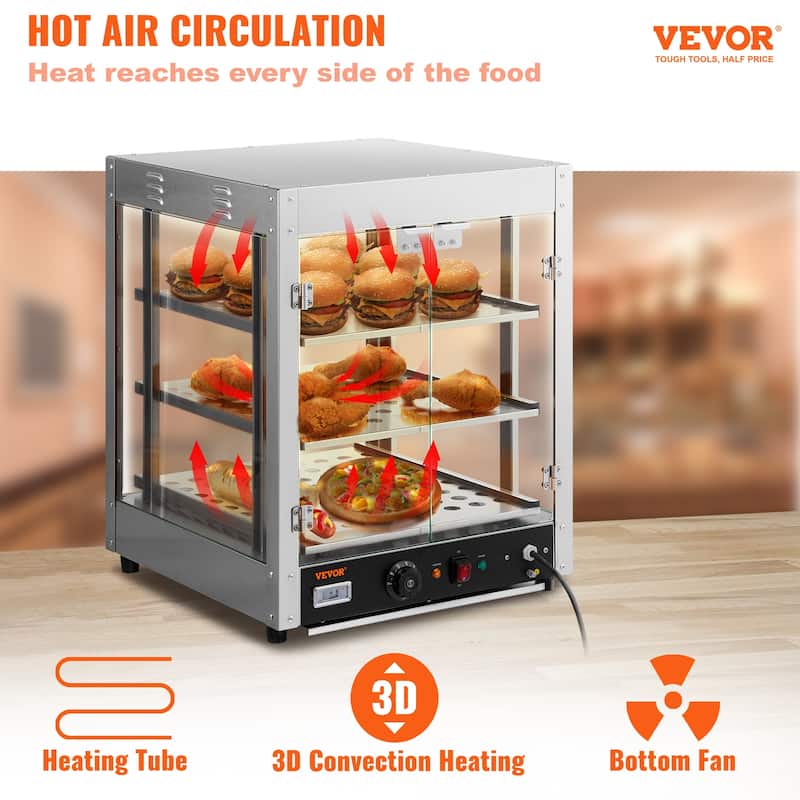 VEVOR Commercial Food Warmer Display Countertop Pizza Hot Dog Cabinet ...