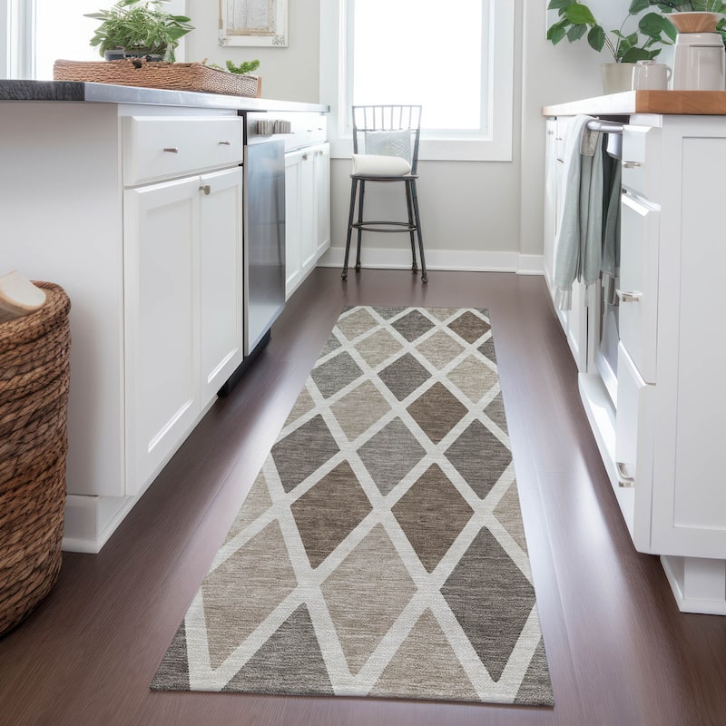 Machine Washable Indoor/ Outdoor Chantille Diamond Prism Rug