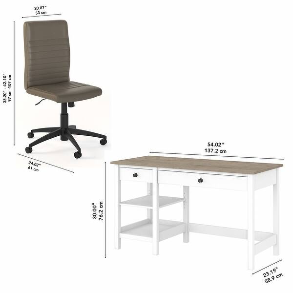 Mayfield 54W Computer Desk with Shelves and Chair by Bush Furniture ...