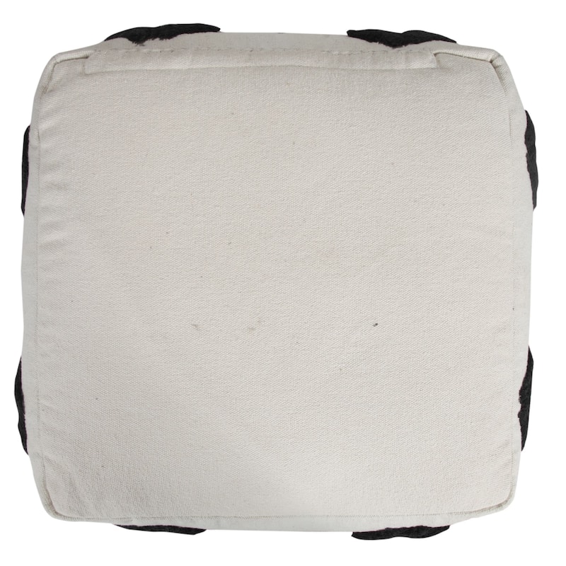 18" Black and White Diamond Directional Square Pouf Ottoman