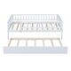 preview thumbnail 31 of 46, Wooden Daybed, Twin Sofa Bed with Trundle and Fence Guardrails for Kids Teens Adults, Wood Slat Support, No Box Spring Needed