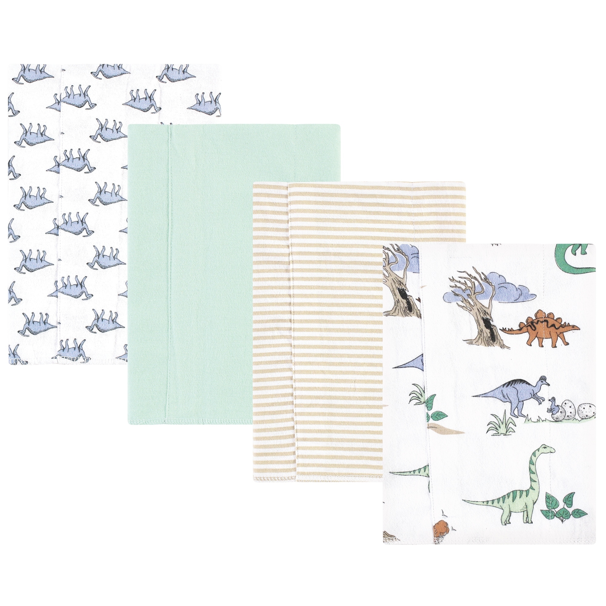 Hudson Baby Infant Boy Cotton Flannel Burp Cloths, Boy Dino World 4-Pack, One Size - Boy Dino World 4-Pack - One Size