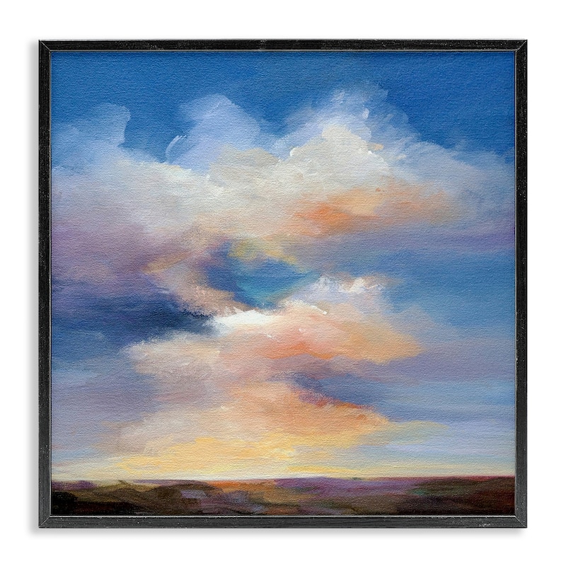 Stupell Luminous Sunset Clouds Framed Giclee Art Design By Karen Hale - 17 x 17 - Black