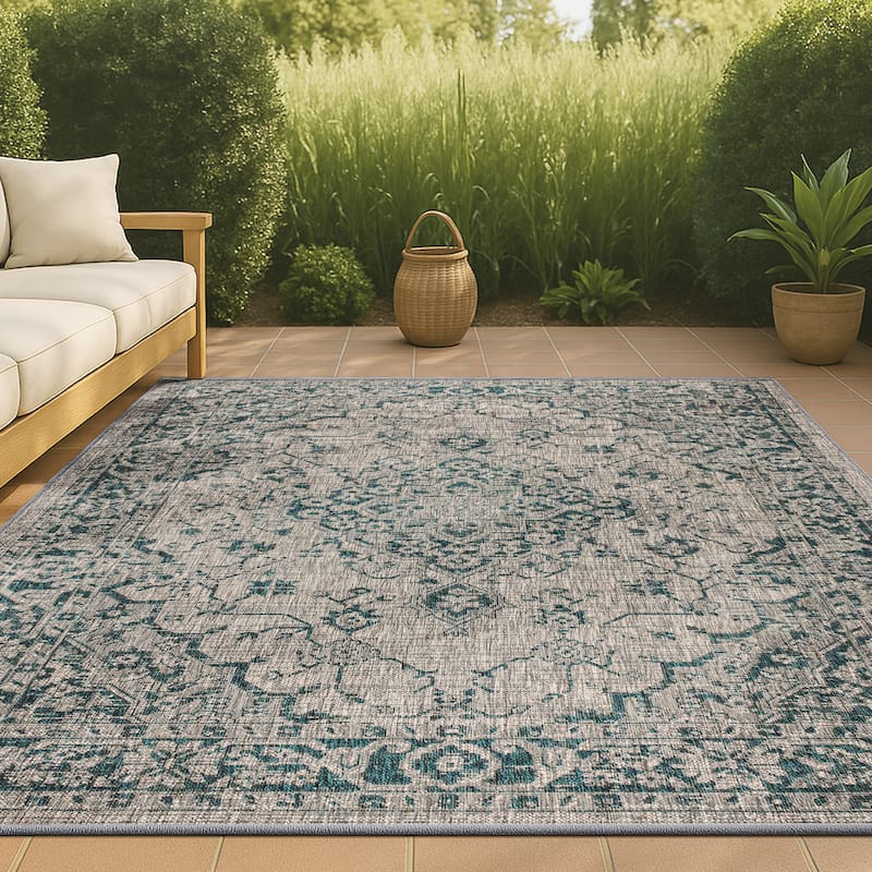 JONATHAN Y Palazzo Boho Medallion Textured Weave Indoor/Outdoor Area Rug