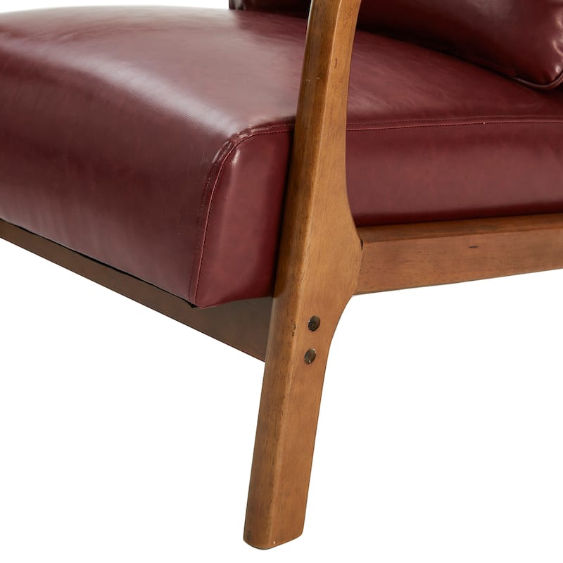 Glitzhome 30.75"H Mid-Century Modern PU Leather Armchair Accent Chair with Pillow - 25.75"W x 33.75"D x 30.75"H
