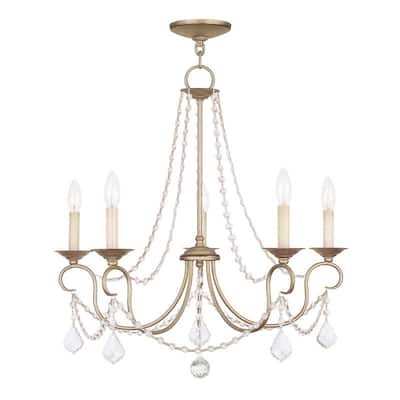 Livex Lighting 6-light Antique Silver Leaf Chandelier, 6515-73 - 25" Dia x 23" H