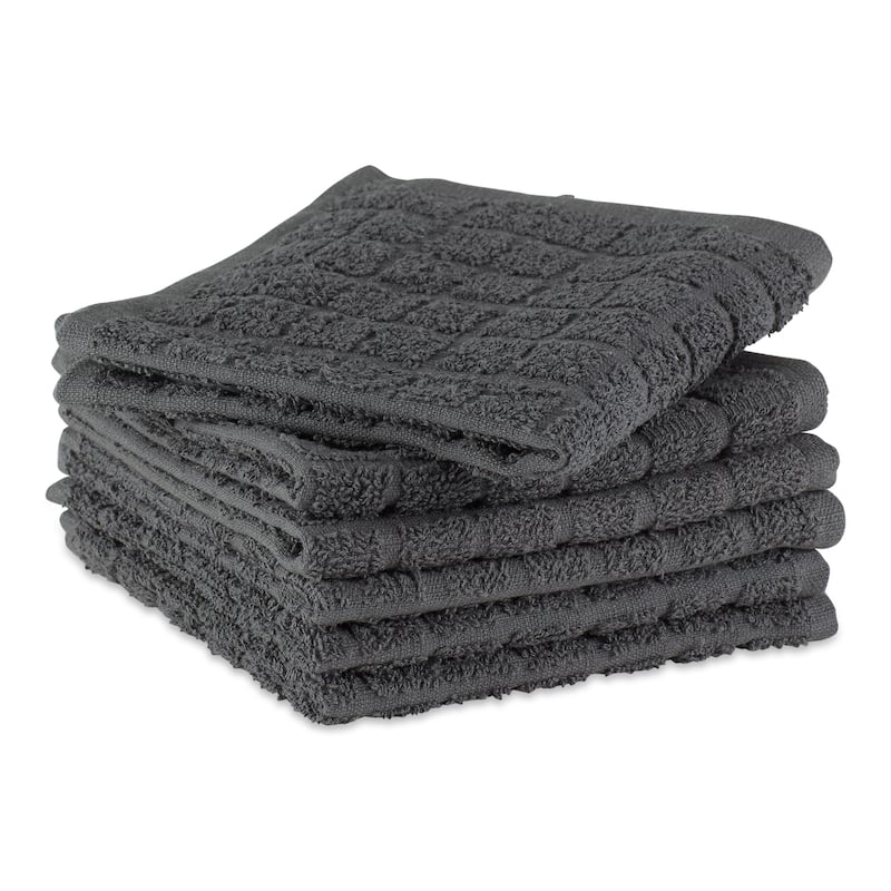 DII Solid Windowpane Terry Dishcloth Set of 6