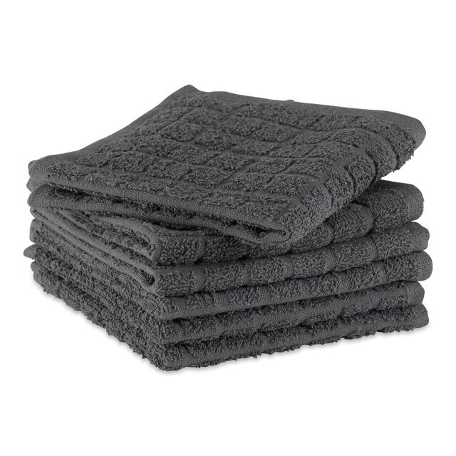 DII Solid Windowpane Terry Dishcloth Set of 6