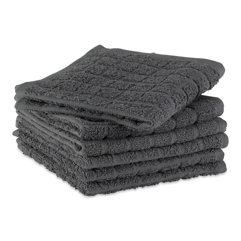 DII Solid Windowpane Terry Dishcloth Set of 6