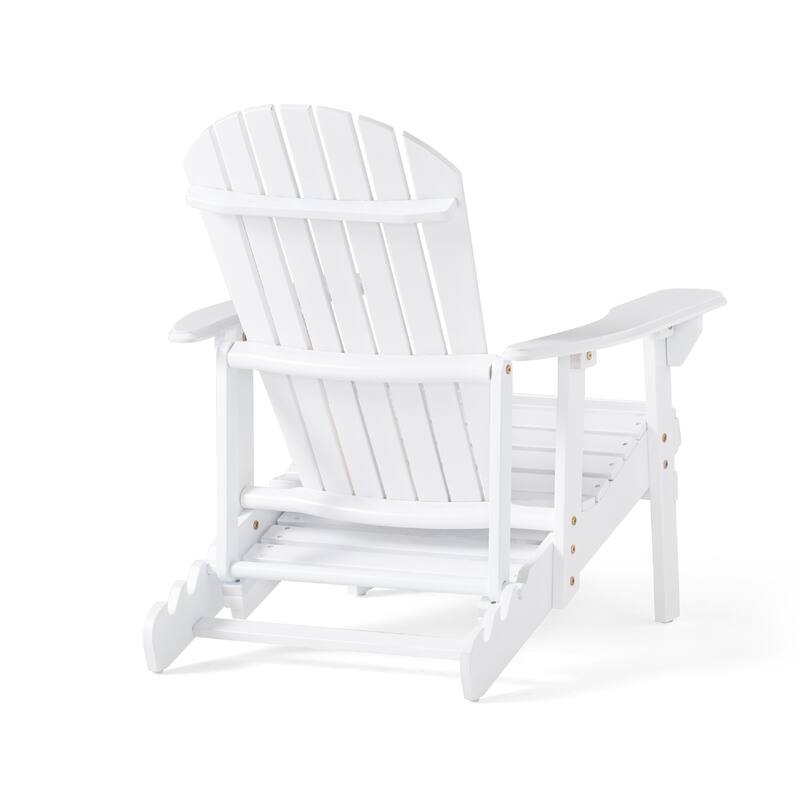 Libo Outdoor Reclining Adirondack Chair with Slanted Back, White Wood