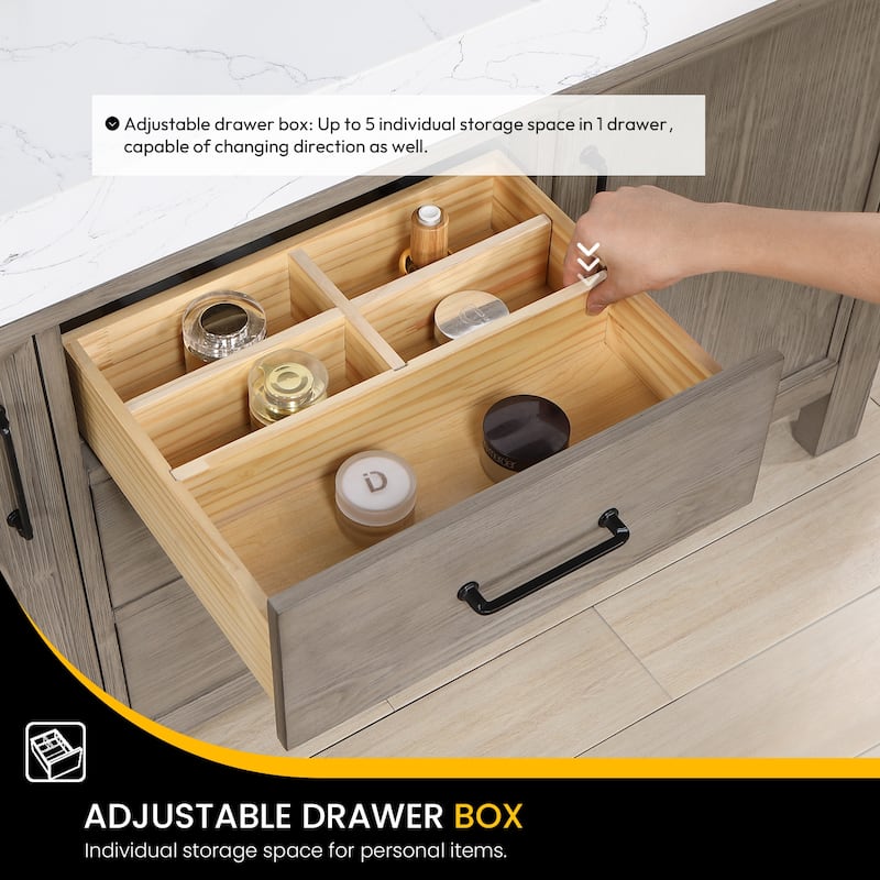 Leon 60 in. Double Bathroom Vanity with Composite Stone Top
