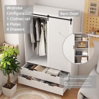 Wardrobe Closet Sliding Door Armoire Dressing Room Storage Cabinet
