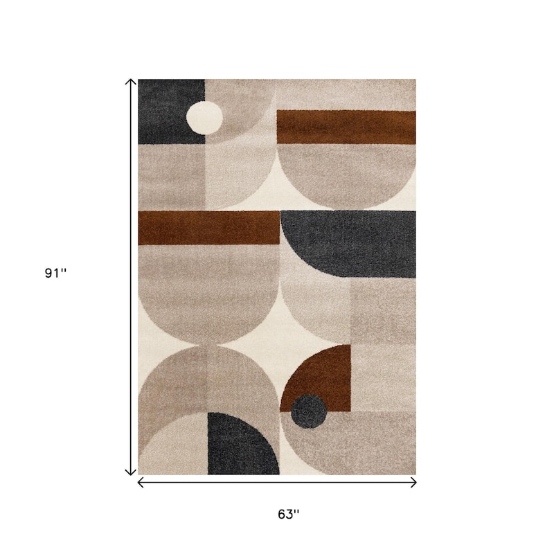HomeRoots Geometric Modern Rectangle Area Rug - 5' X 8'