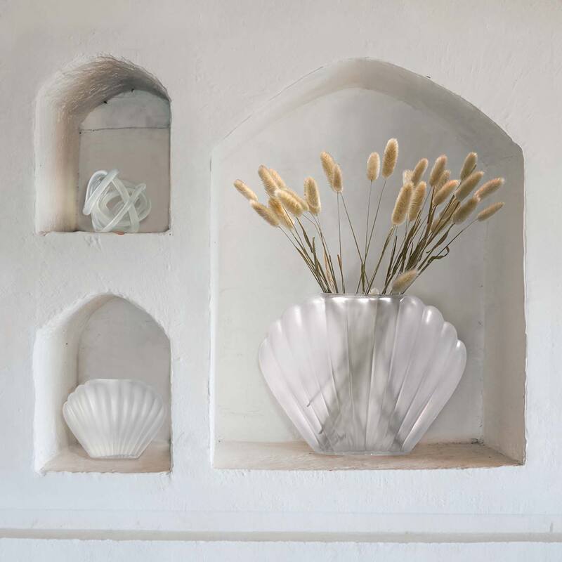 American Art Decor Sea Scallops Misted Glass Vase Set - 11.4" x 8.6" - 11.4" x 8.6"