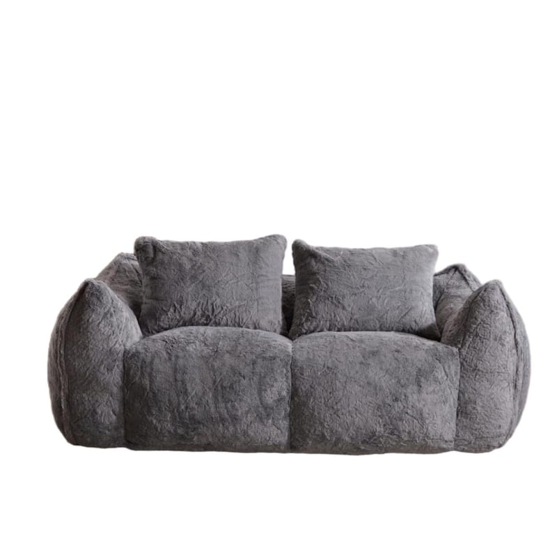 Giant Lazy Bean Bag Couch Chair Ultra Soft Fluffy Loveseat Sofa Chaise Lounge Indoor Cozy Faux Fur Reading Chair with Pillows