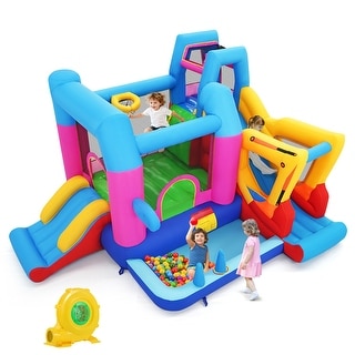 Gymax Inflatable Bounce House w/Slides Jumping Area Ball Pit Climbing - Multi-color