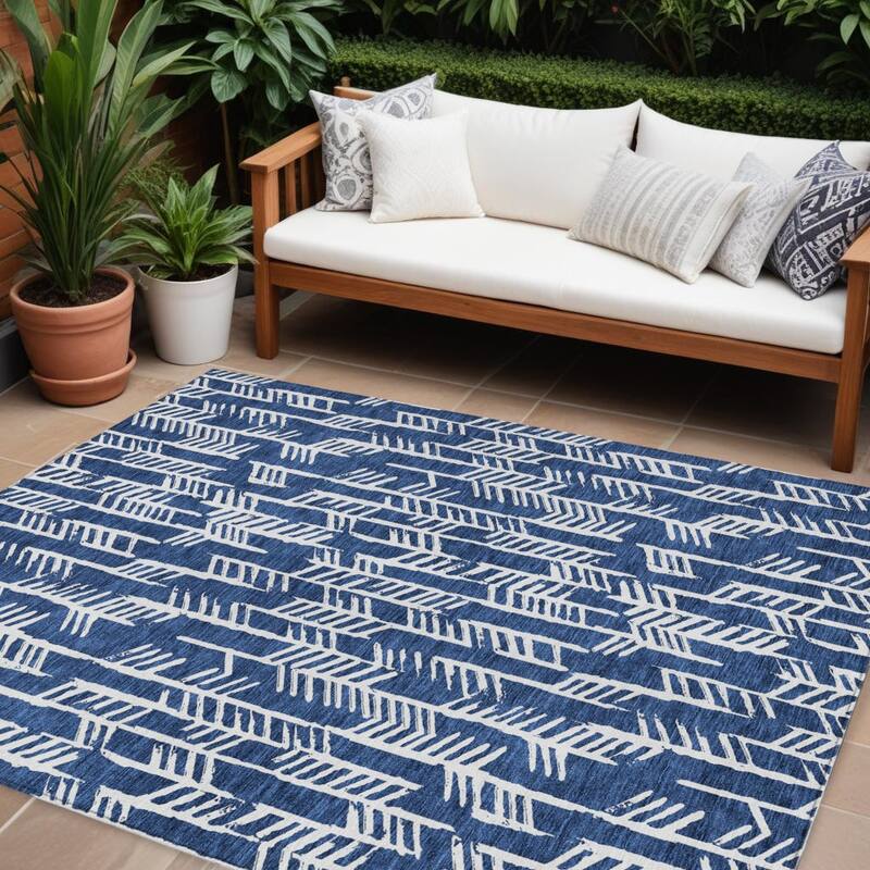 HomeRoots Tribal Transitional Rectangle Outdoor Rug - 9' X 12'