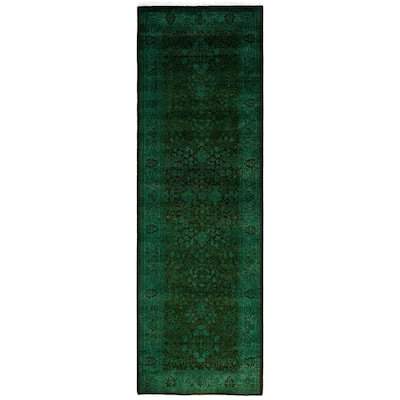 Overdyed One-of-a-Kind Hand-Knotted Area Rug - Green - 2' 7" x 8' 3"