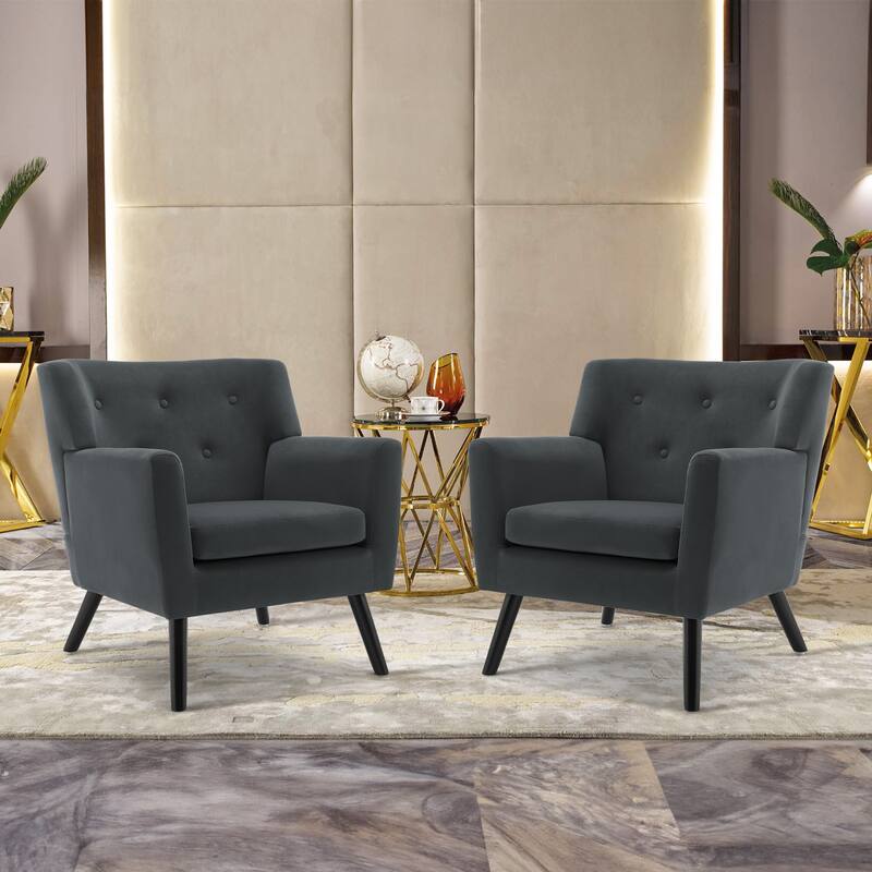 Velvet Upholstered Armchair Tufted Accent Chair, Set of 2 - 30.71"H x 28.35" W x 27.56"D