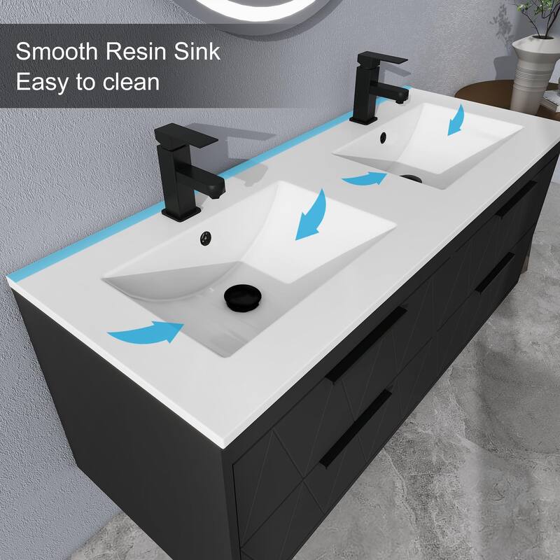 Wall Mount Vanity with Ceramic Sink SMC Sink Soft-Close
