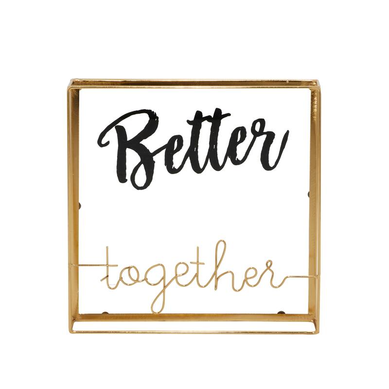 Gold Glass Contemporary Decorative Sign 10 x 10 x 2 - 10 x 2 x 10