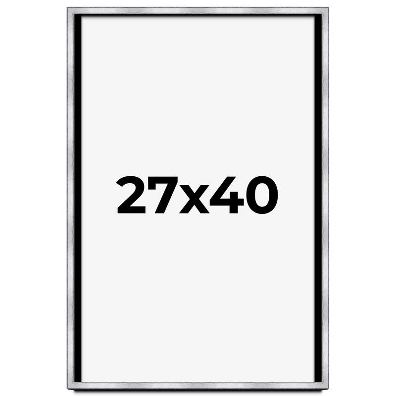 27x40 Shadow Box Frame Silver | 1.375 Inches Deep Real Wood