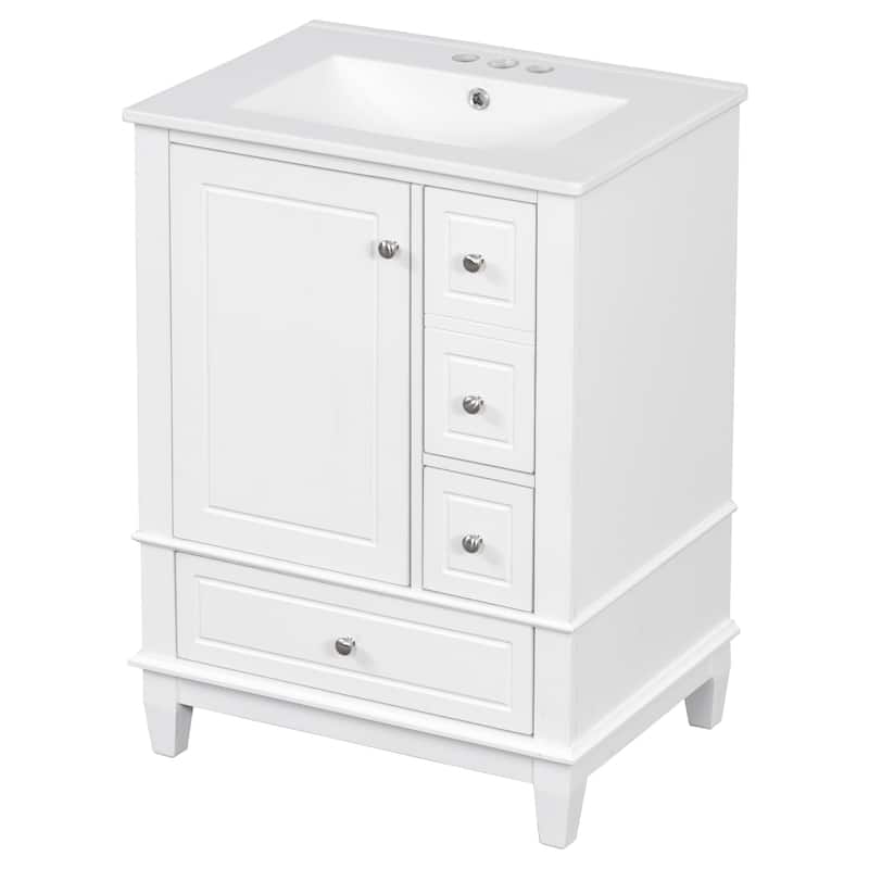 GDFStudio - Isabella 24-Inch Bathroom Vanity with Ceramic Sink and Smart Drawer Storage