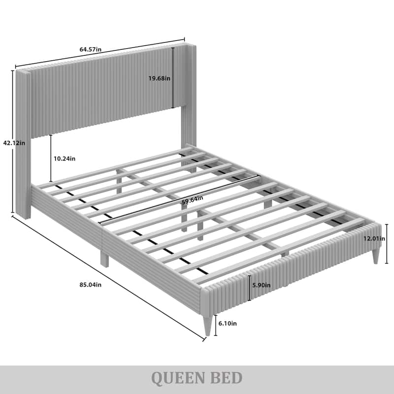 CraftPorch Modern Wingback Upholstered Velvet Bed