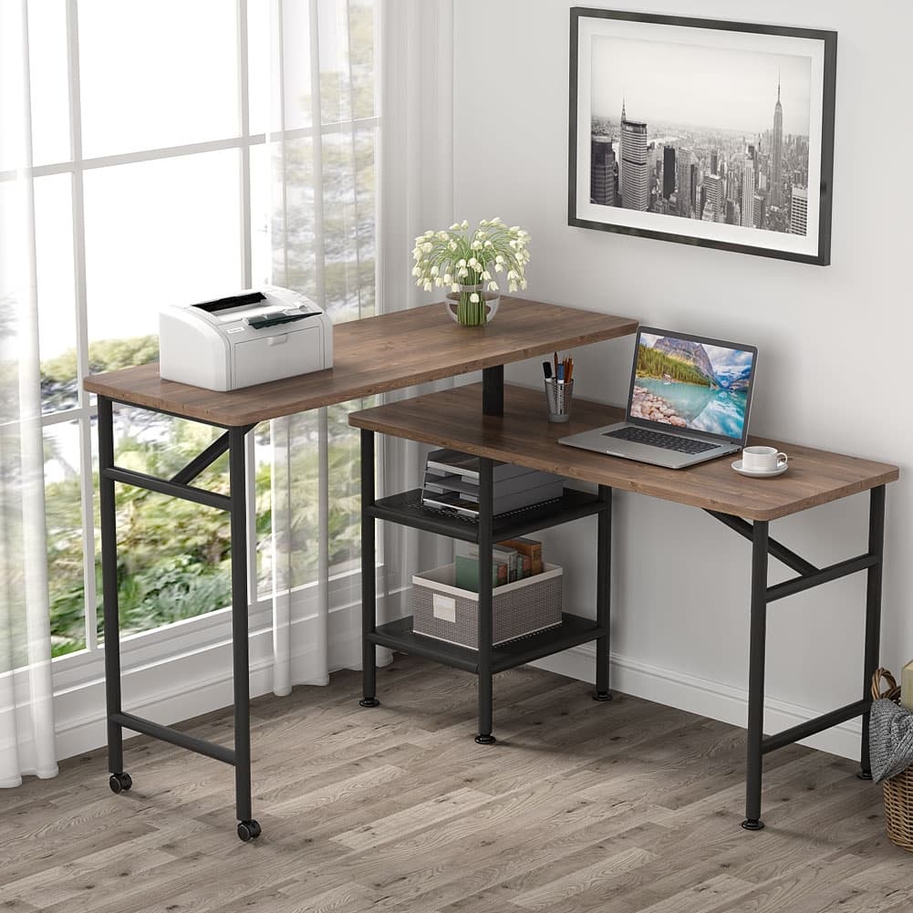 Tribesigns 360 Degrees Free L Shaped Rotating Standing Desk