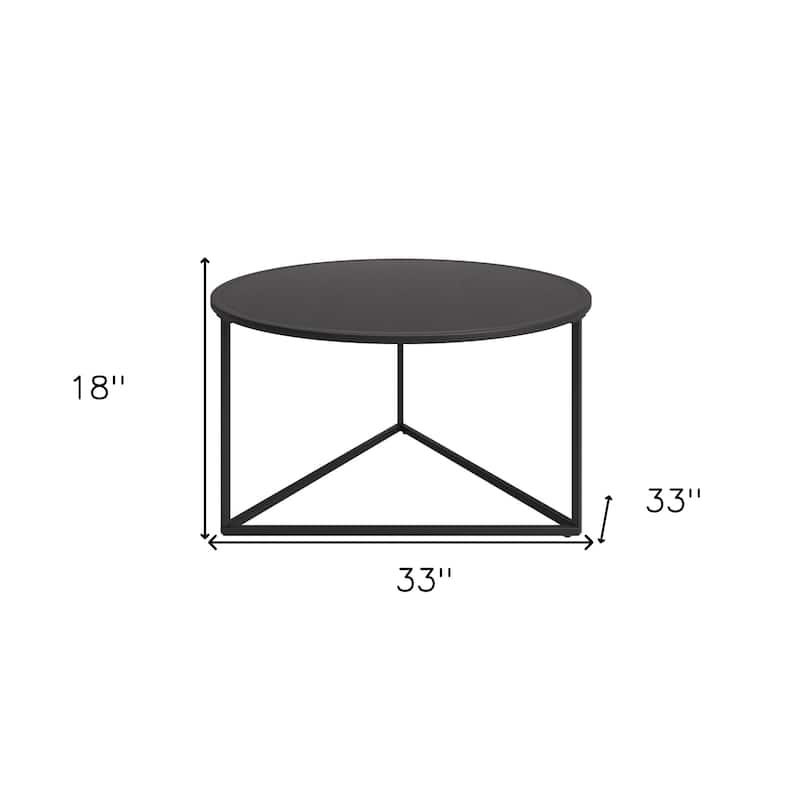 33-Inch Steel Round Coffee Table for Living Room - 33” x 33” x 18”