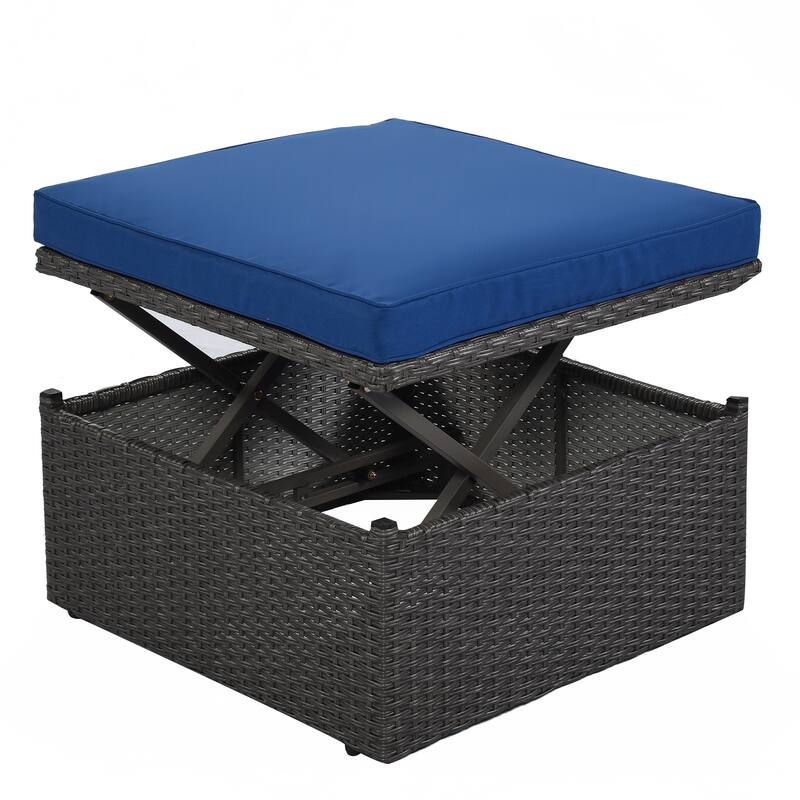 Patio Daybed wRetractable Canopy Bed Sectional Seating Set w2 Ottomans