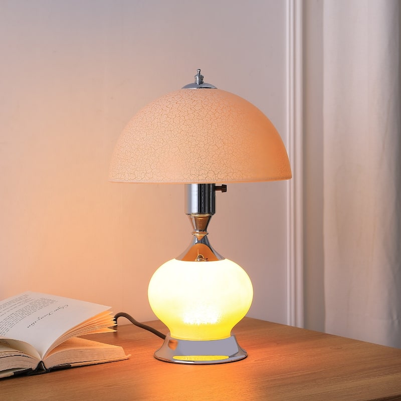 Contemporary 24" Silver LED Table Lamp with Pink Dome Shade and Metal Base for Bedroom or Any Room - 24"H x 12"W x 12"D